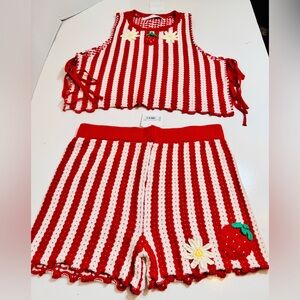 ALTER'D STATE NEW RELEASE - Retail 122.00
Red and White Striped Crochet Set